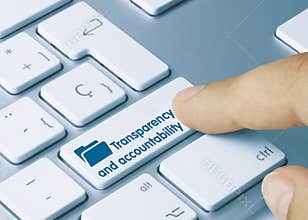 Transparency and accountability - Inscription on Blue Keyboard Key