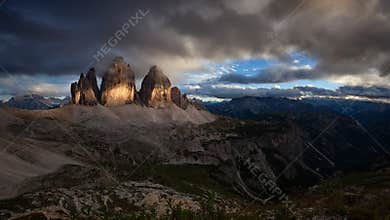 Tre Cime, Dolomites, Italy, Sunset