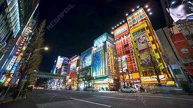 4k time lapse of night scene at Akihabara, Tokyo.
