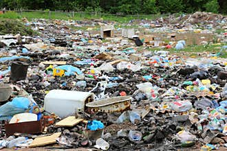 Garbage in landfill
