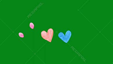Colourful hearts with green screen background