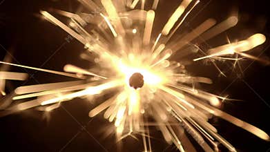 Burning sparkler firework with hot glowing embers. For 4th of July or New years celebration