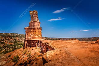 The famous Lighthouse Rock at Palo Duro Canyon