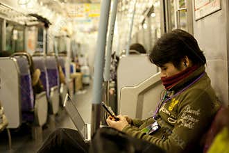 Boy phone laptop