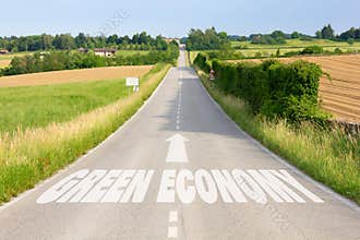 Direction to the Green Economy on a Country Road