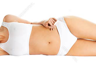 Beautiful woman body in white cotton underwear
