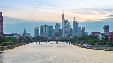 Frankfurt am Main, Germany. Day to night time lapse