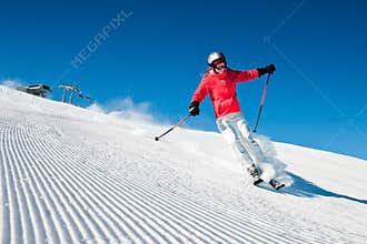 Skier in hight mountain