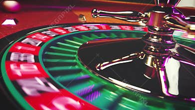 Croupier spinning the Roulette wheel winning number 23 close up at the Casino