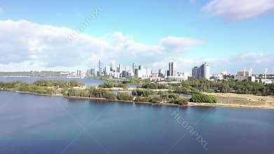 Flying above Perth City Capital of Western Australia