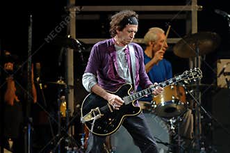 The Rolling Stones , Keith Richards and Charlie Watts during the concert