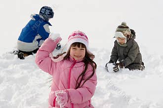 Children Playing In Snow