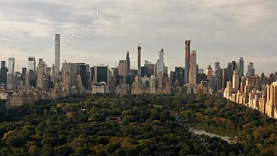 Aerial view Central Park Manhattan New York City 4K