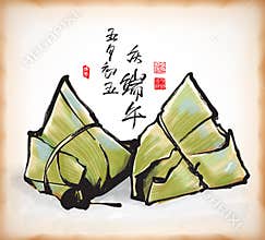 Ink Painting of Chinese Rice Dumpling