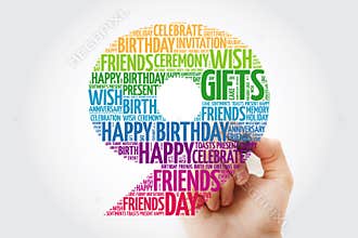 Happy 9th birthday word cloud collage