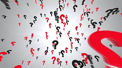 Question Marks Falling Down and Rotation in the Air Loop Background.