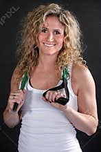 Blond Fitness Girl With Bands