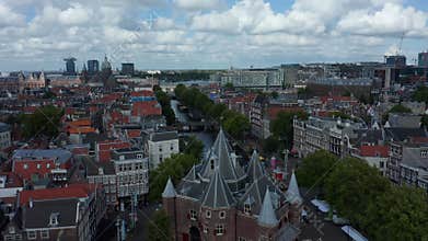 Nieuwmarkt Square in Amsterdam and The Waag Castle Building