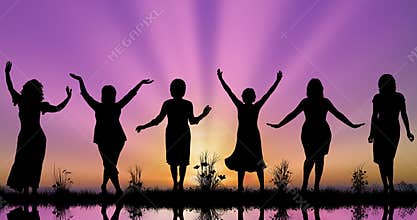 Midle-aged women silhouettes concept of diversity