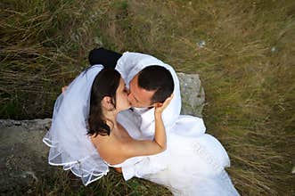 The magic of the wedding kiss between lovers