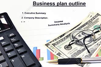 Business plan with graphical analysis and money