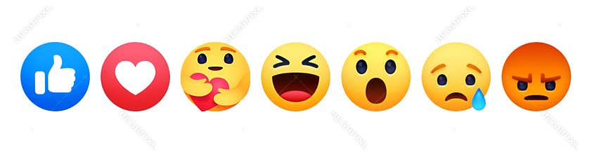 Facebook like button Empathetic Emoji Reactions with new care like button