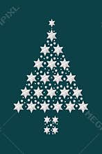Minimal Christmas Tree Silver Star Abstract