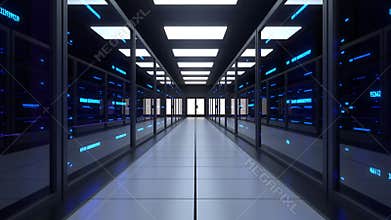 Server Room of data center with Network and data servers