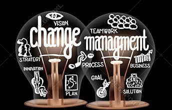 Light Bulbs with Change Management Concept