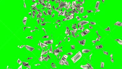 Money Rain on a Green Background. Seamless Looped 3d Animation. Ultra HD 4K 3840x2160