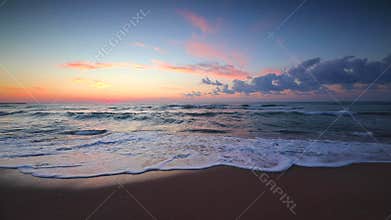 Golden ocean beach tropical sunrise