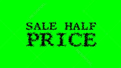Sale Half Price smoke text effect green isolated background