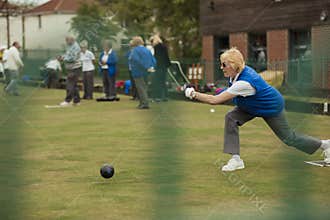 Determined Female Senior Bowler
