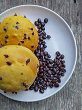 Coffee bun on a white plate