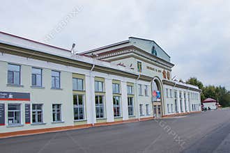 The building of the Komsomolsk-on-Amur railway station. Far Eastern Railway, Russia