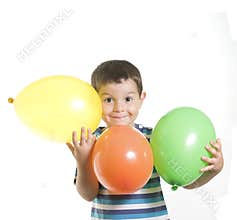 Kid playing with baloons