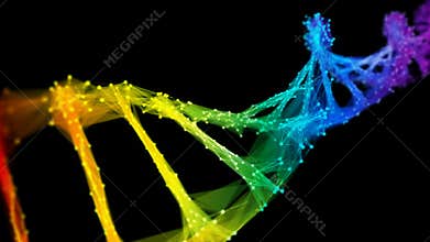 Isolated Iridescent rainbow Digital polygonal DNA molecule strand colorful Loop