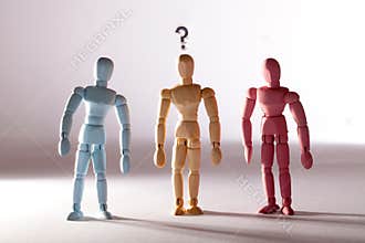 Gender stereotype concept. Questioning sexual identity. Masculine feminine and transgender models