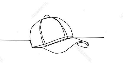 Baseball cap. Continuous line drawing style. 