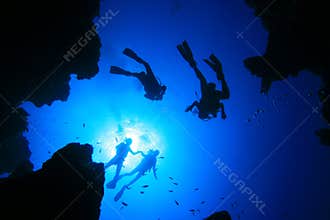 Scuba Divers and Canyon