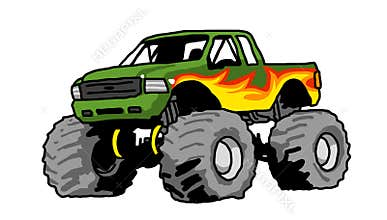 Big monster truck green drawing