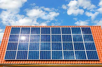 Solar panel on a roof