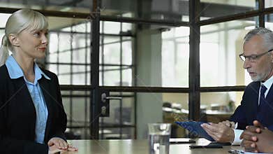 Female job applicant entering room for HR interview, women employment, resume