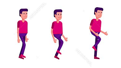 Cartoon man walking, running - looped animation