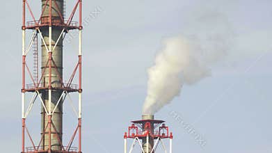 Video of industrial chemical plant`s pipes in industrial district