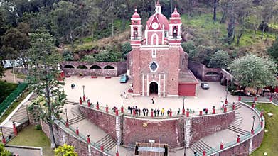 Aerial view of chapel of calvary Metepec mexico
