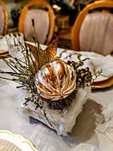 Festive Christmas table with antique ornament