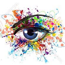 Color hand-drawn eye  illustration grunge art