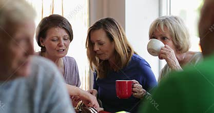 Friends Together in a Cafe