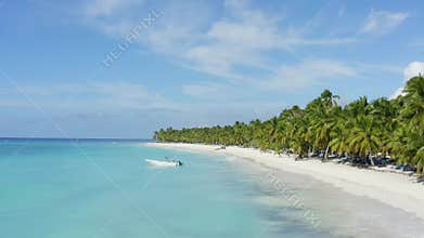 The best beaches in the world. Cuba palm beach and sea background. No person, copy space.